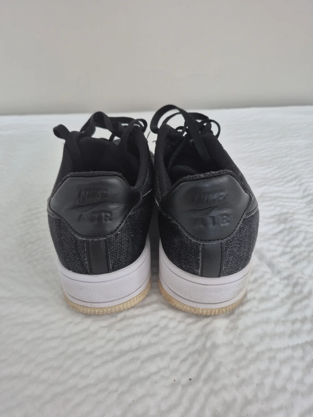 Women's Nike Air Force 1 Flyknit Shoe Black Anthracite White Size 9